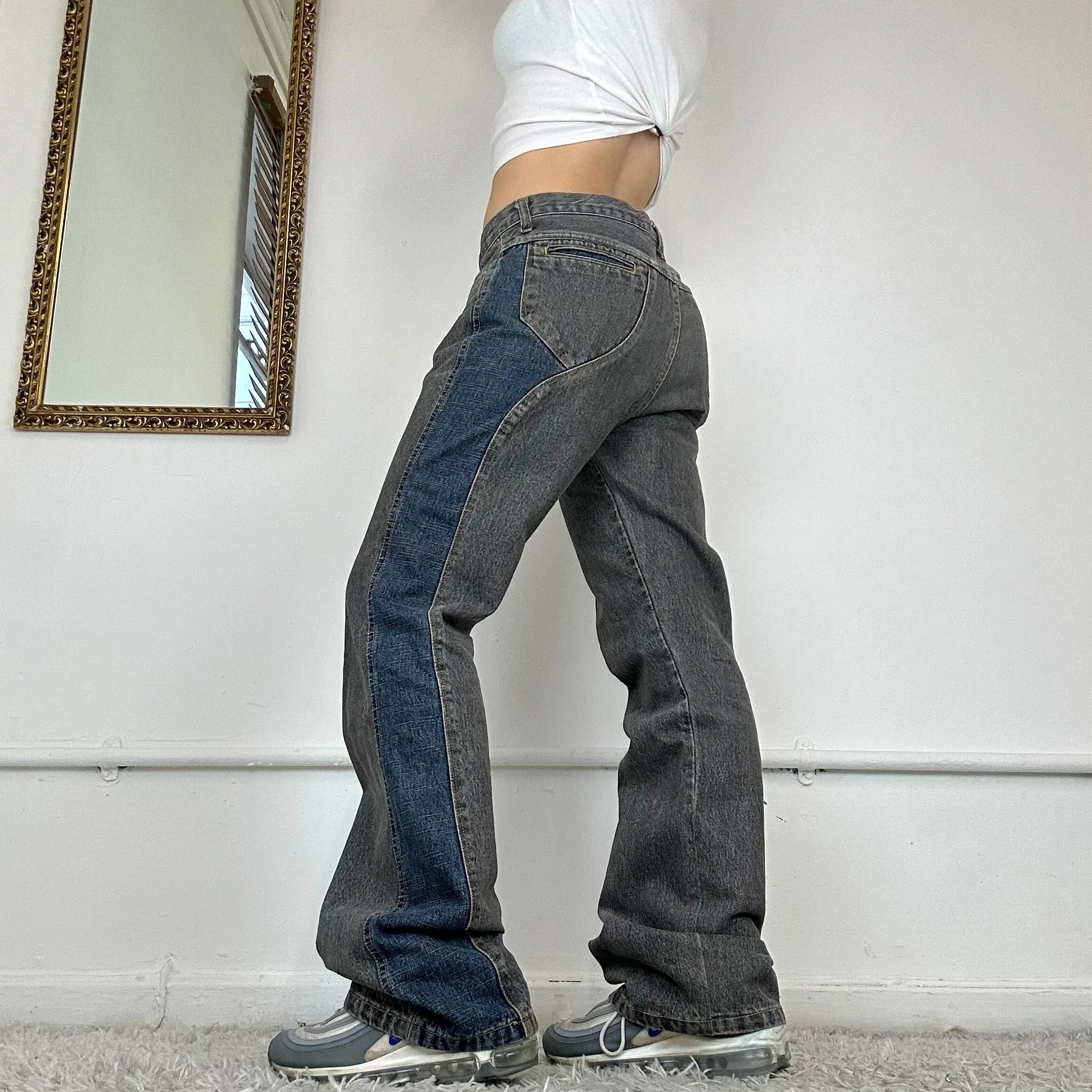 00’s contrast denim baggy jeans