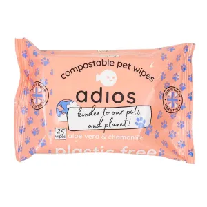 Adios Compostable Pet Wipes - 25 Wipes Aloe Vera & Chamomile