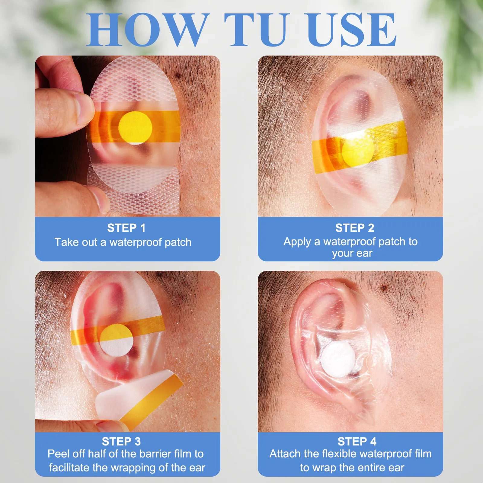 Aliver Ear Covers for Shower 40 pcs, Waterproof Silicone Ear Patch