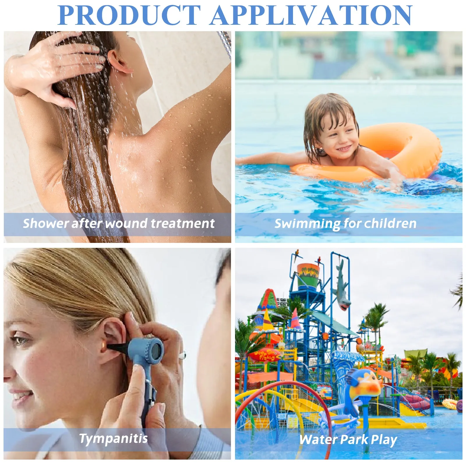 Aliver Ear Covers for Shower 40 pcs, Waterproof Silicone Ear Patch