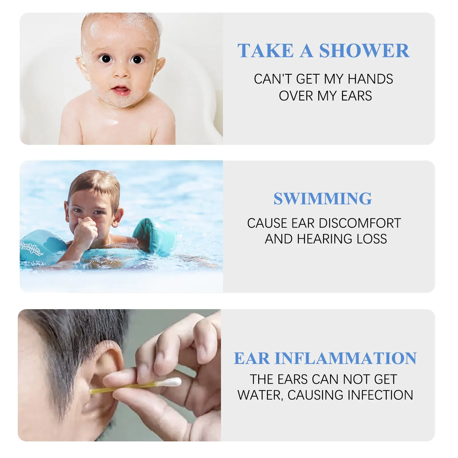 Aliver Ear Covers for Shower 40 pcs, Waterproof Silicone Ear Patch