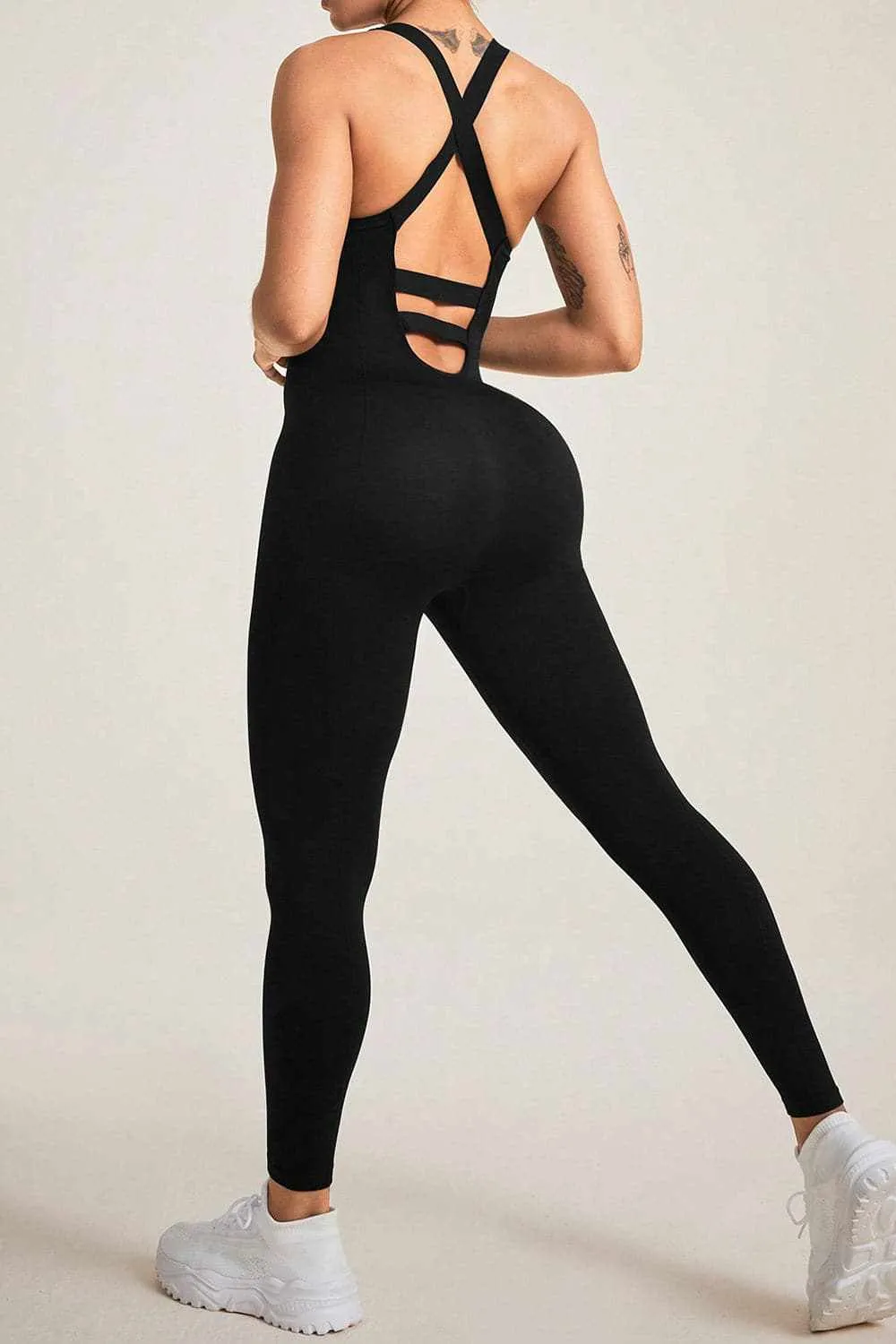 Crisscross strap jumpsuit - stretchy