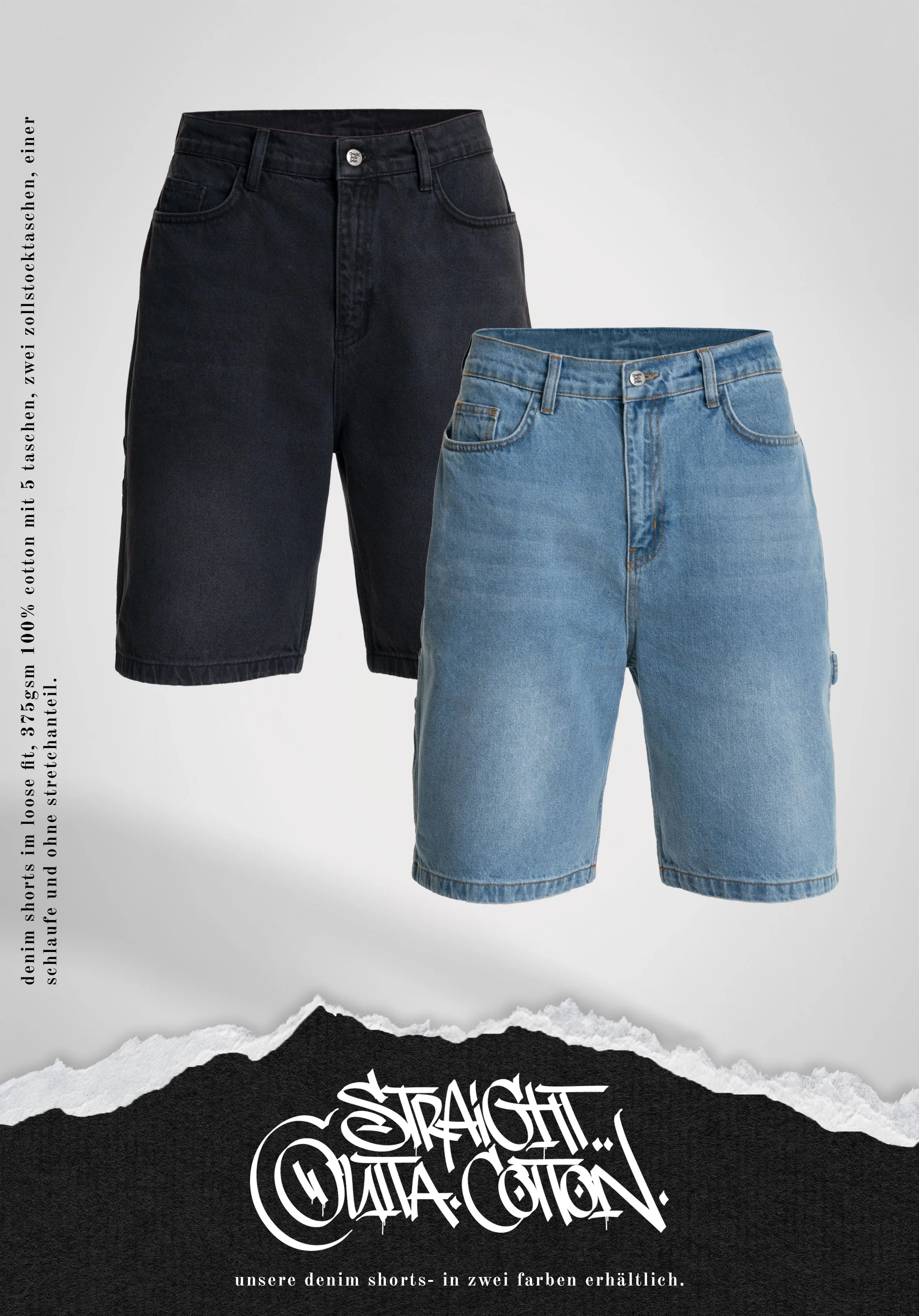 Denim Shorts - Black Washed