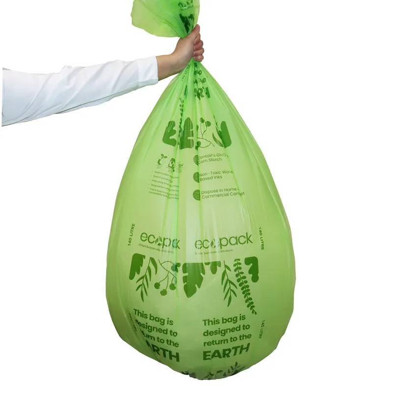 Ecopack 140L Compostable Wheelie Bin Liners (1 Roll/5 Bags)