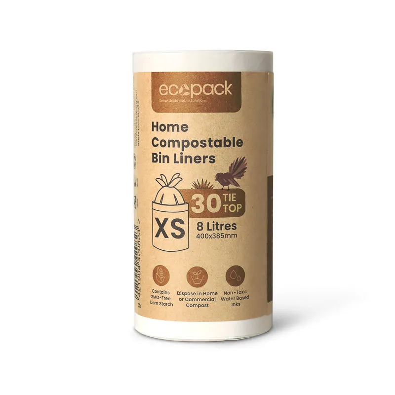 Ecopack 8L XS Compostable Bin Liners Bundle (4 Rolls/120 Bags)