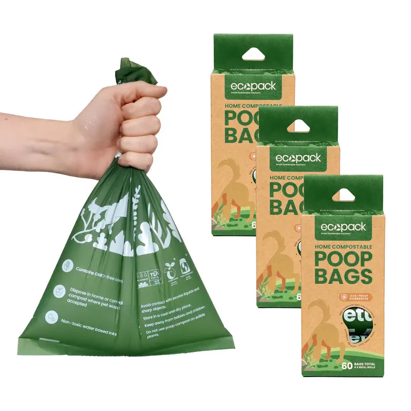 Ecopack Compostable Dog Poop Bags (3 Boxes/180 Bags)
