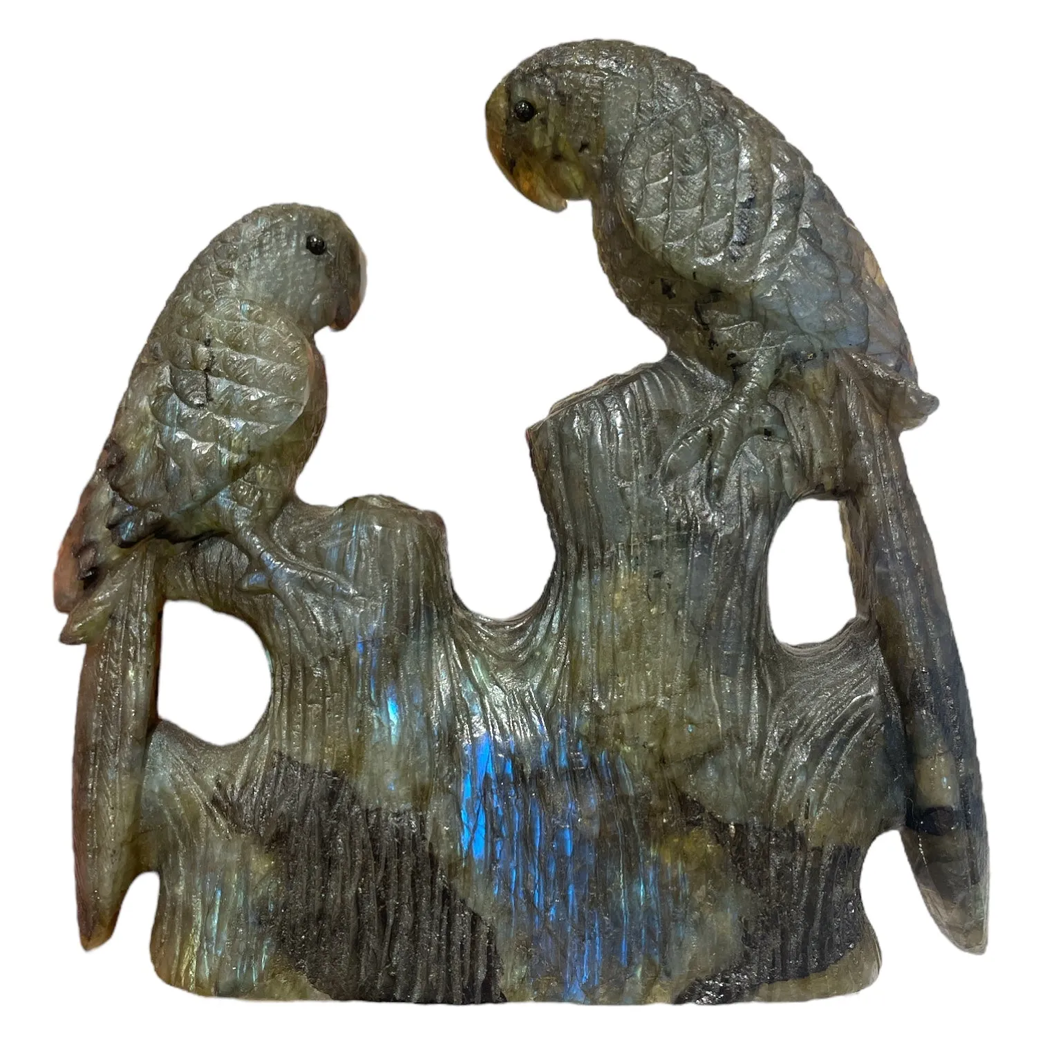 Figurine Peroquet en Labradorite - modele unique