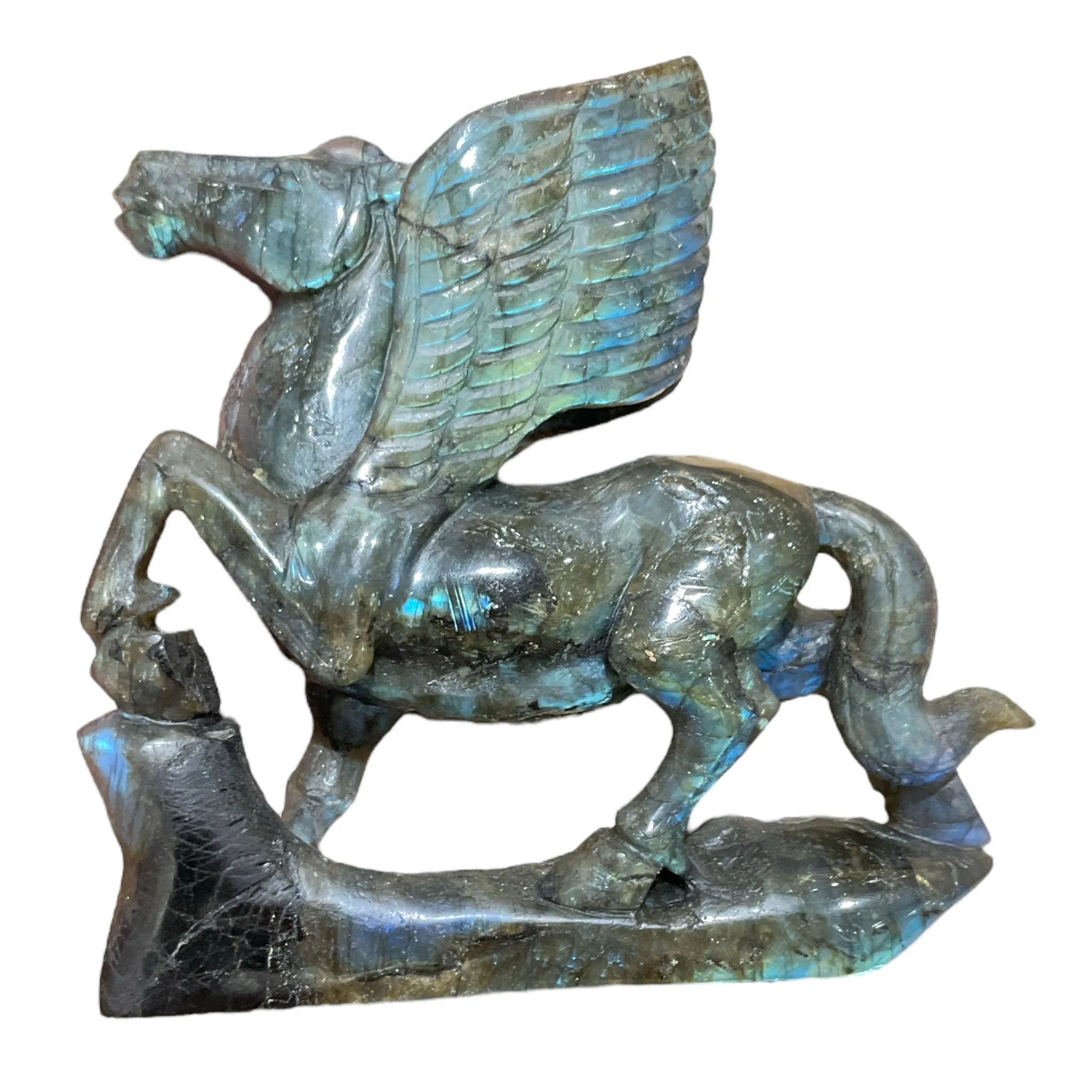Figurine Pégase en Labradorite- modele unique