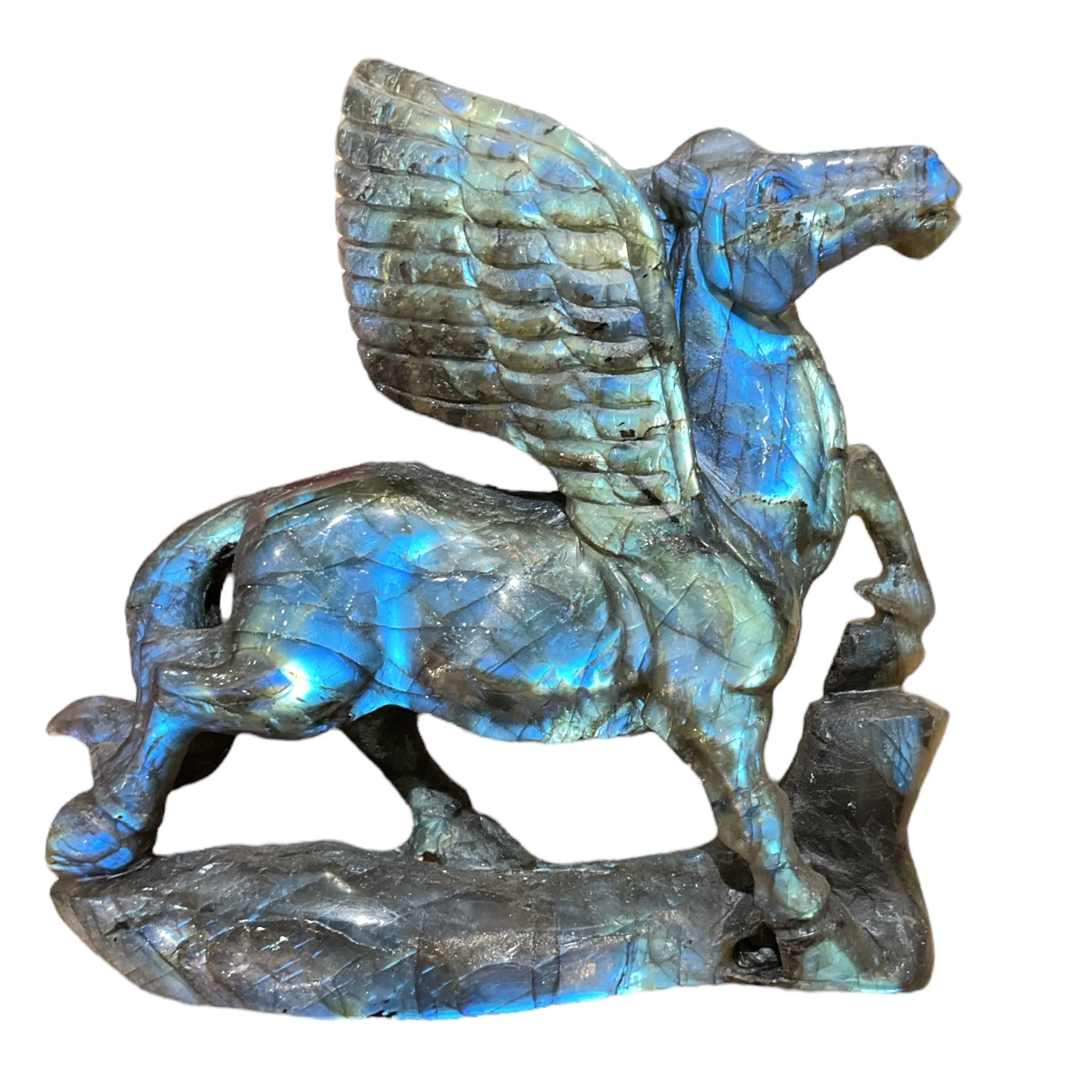 Figurine Pégase en Labradorite- modele unique