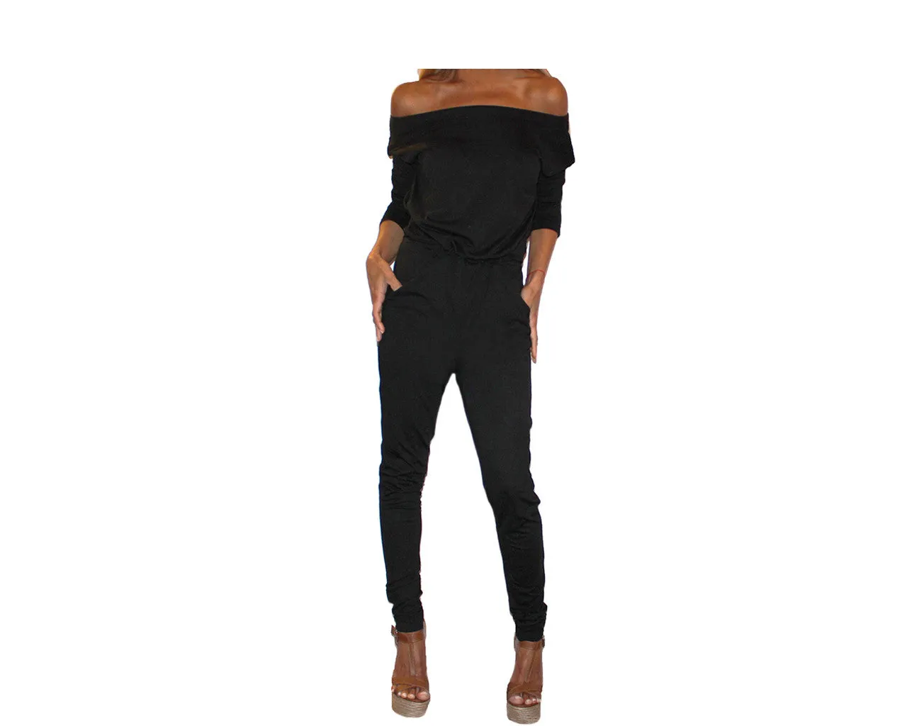 Gray off shoulder Jumpsuit - The Malibu