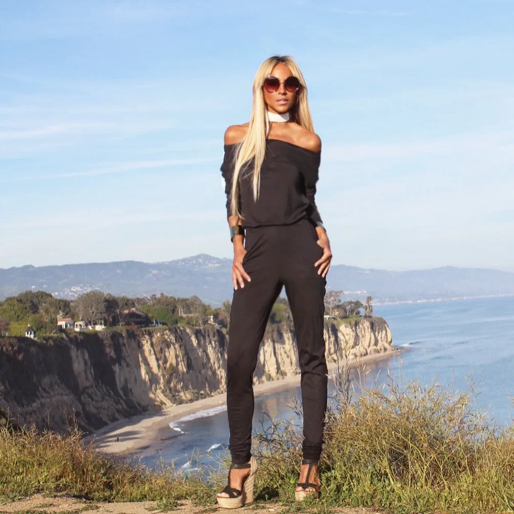 Gray off shoulder Jumpsuit - The Malibu