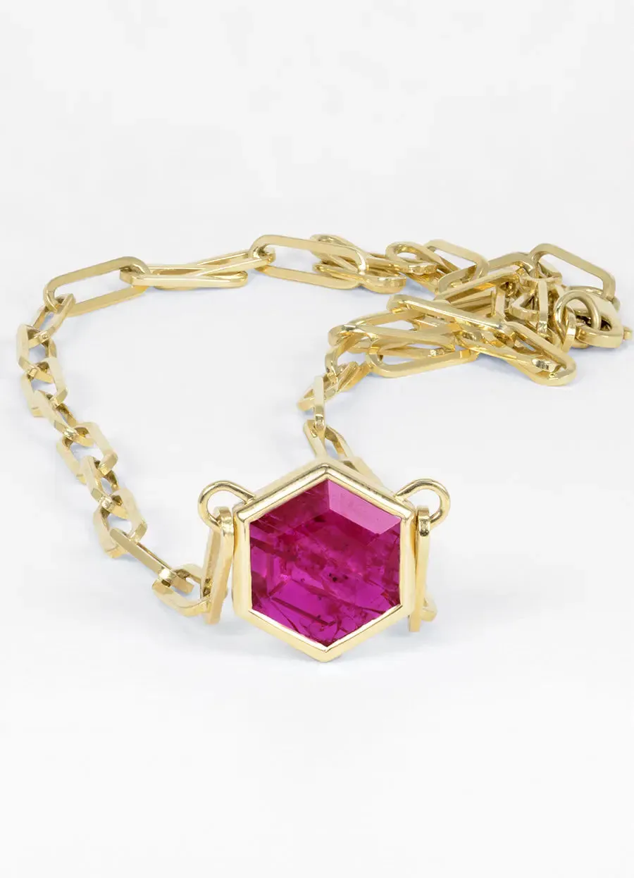 Hexagonal Ruby Paperclip Pendant