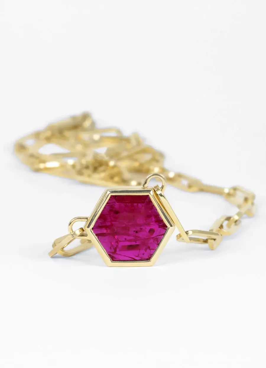 Hexagonal Ruby Paperclip Pendant