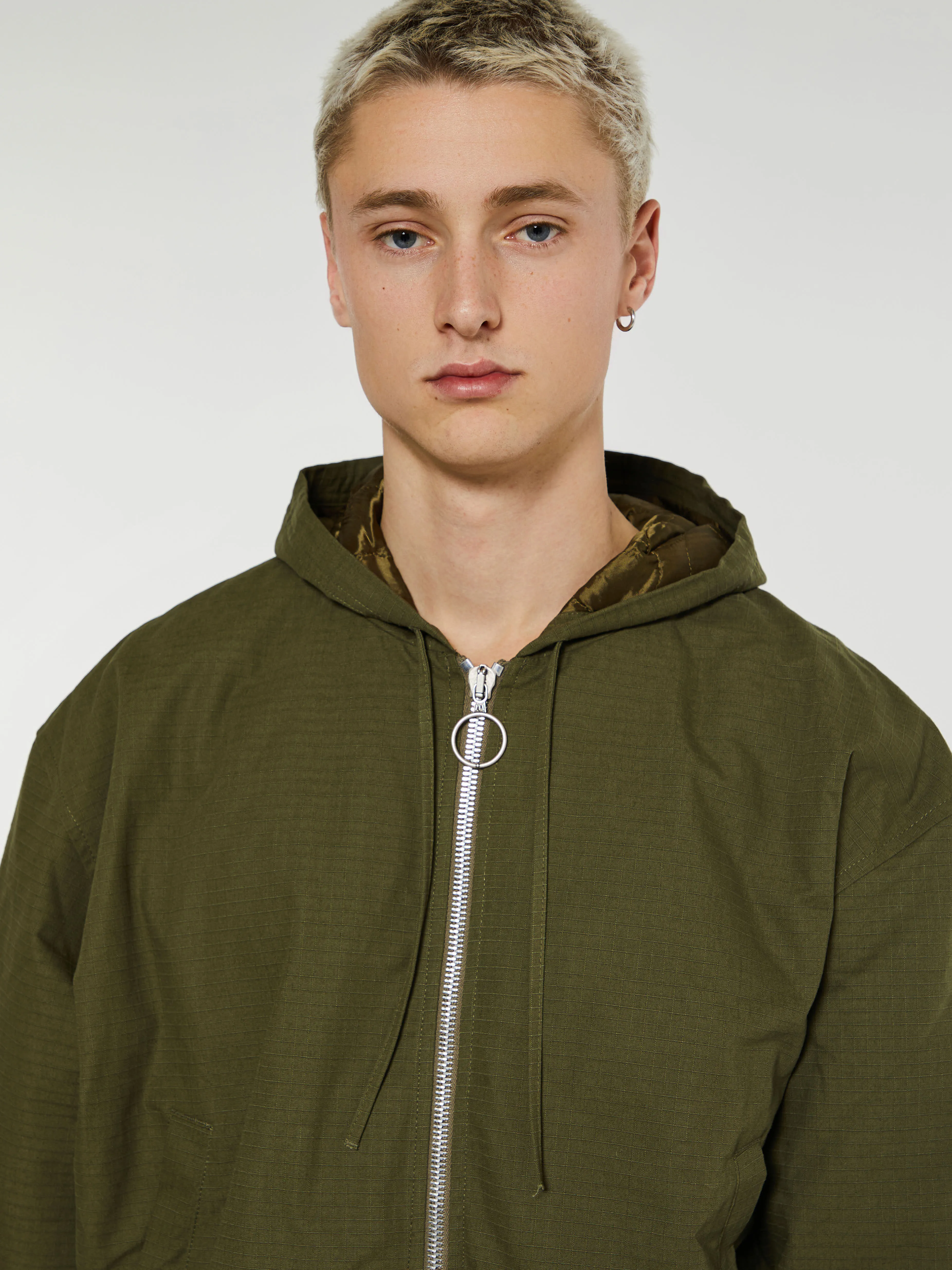 Ripstop Padded Jacket in Olive Green