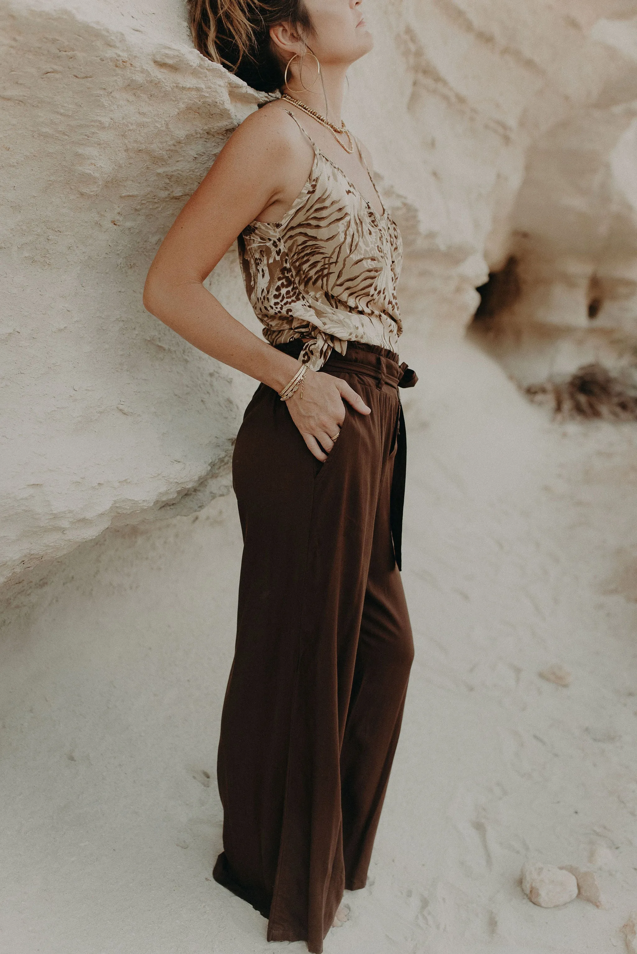 Sienna Wide Leg Pants - chocolate
