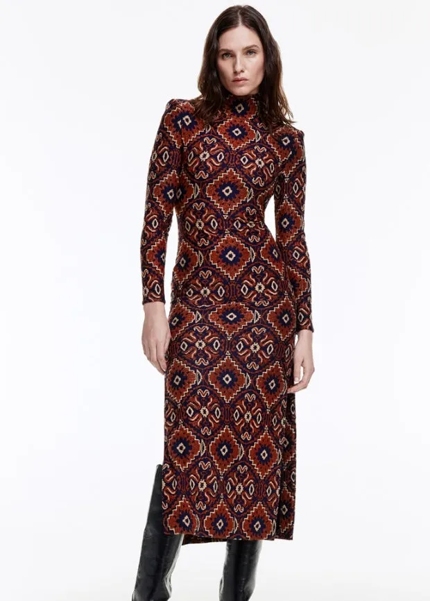 Sm24077 Rust Side Slit Dress