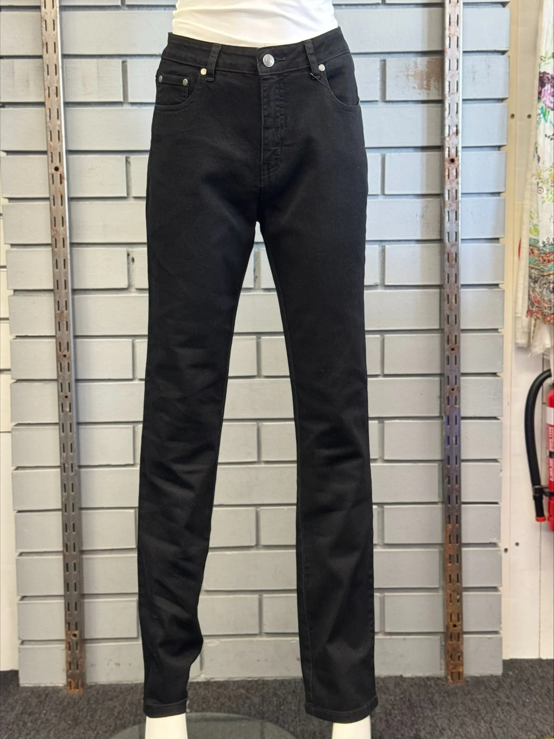 Stretch Cotton Denim 5 Pocket Jean - Black