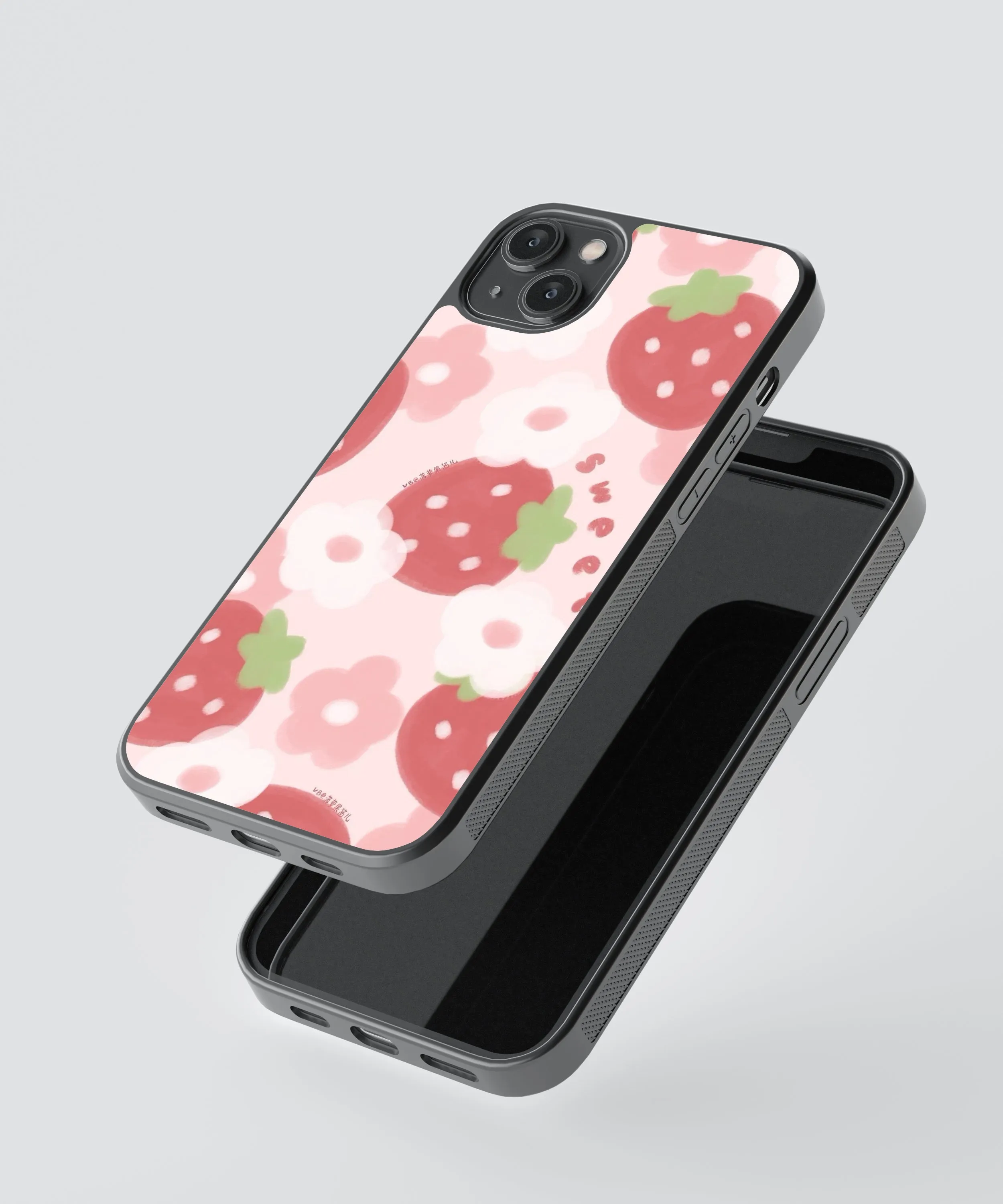 Sweet Strawberries Abstract Glass Phone Case Cover