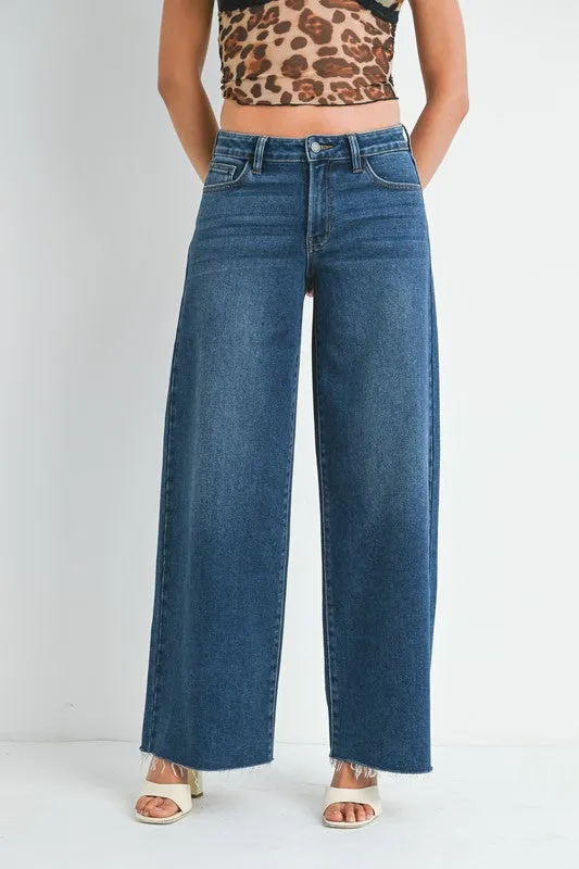 Tara Relaxed Wide Leg Jeans - Dark Denim