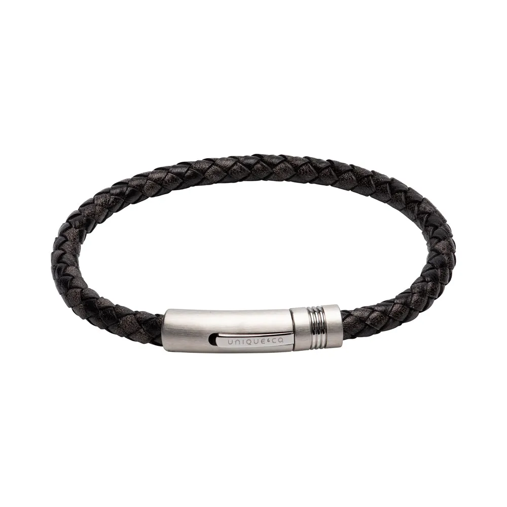 Unique & Co Antique Black Leather Bracelet B442ABL