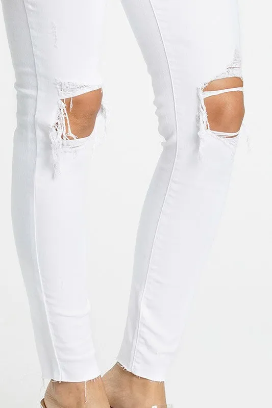 White Smoke Mid Rise Skinny Ankle Denim
