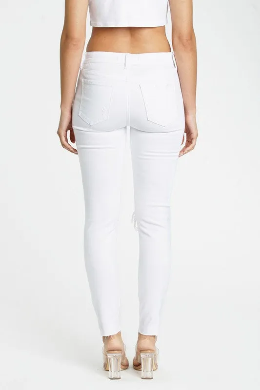 White Smoke Mid Rise Skinny Ankle Denim