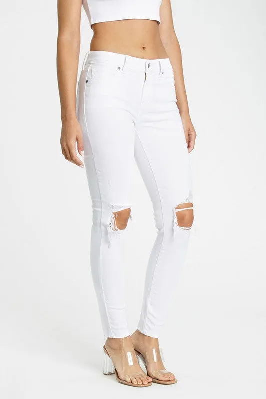 White Smoke Mid Rise Skinny Ankle Denim