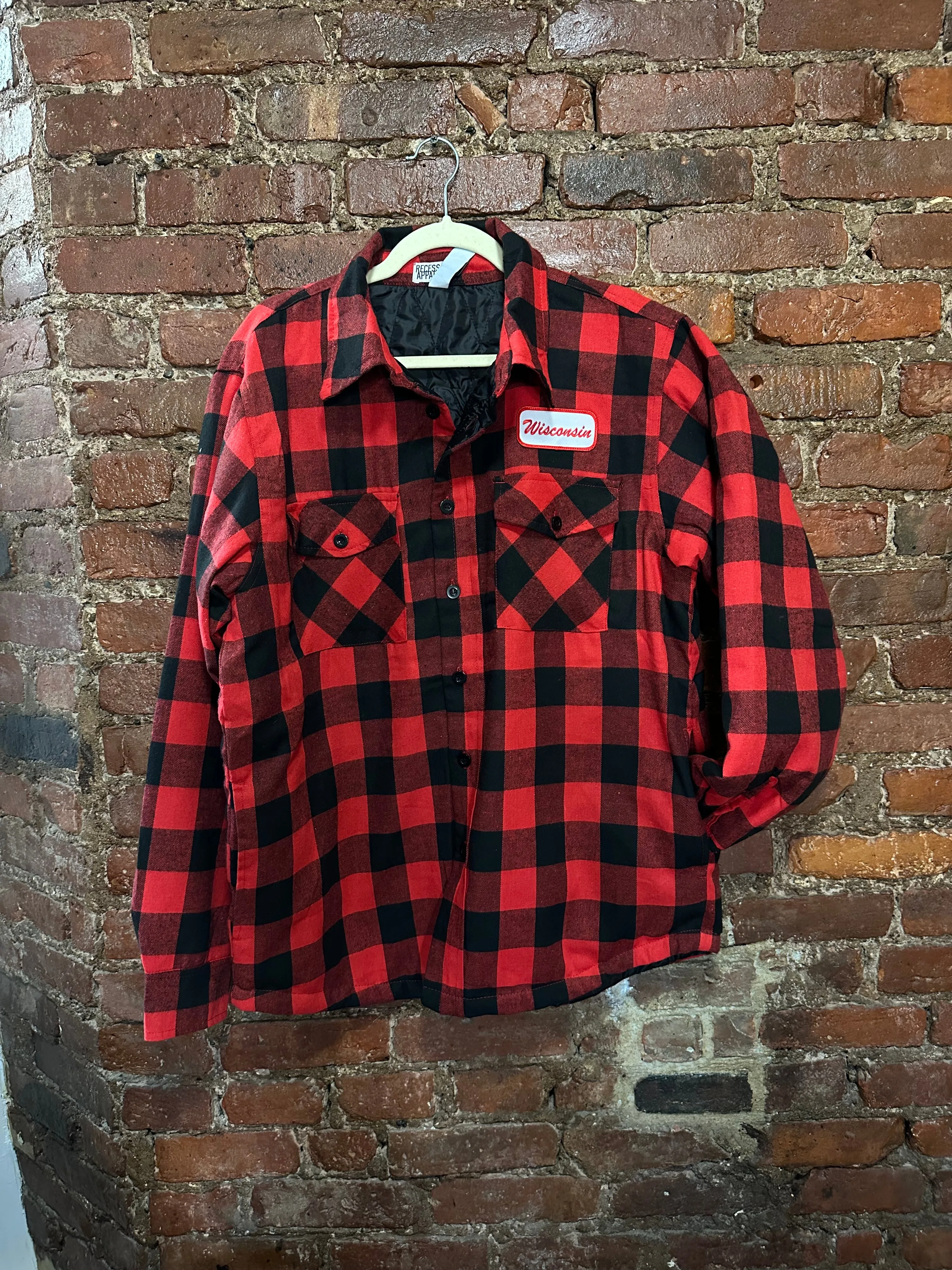 Wisconsin Name Plate Quilted Plaid Jacket