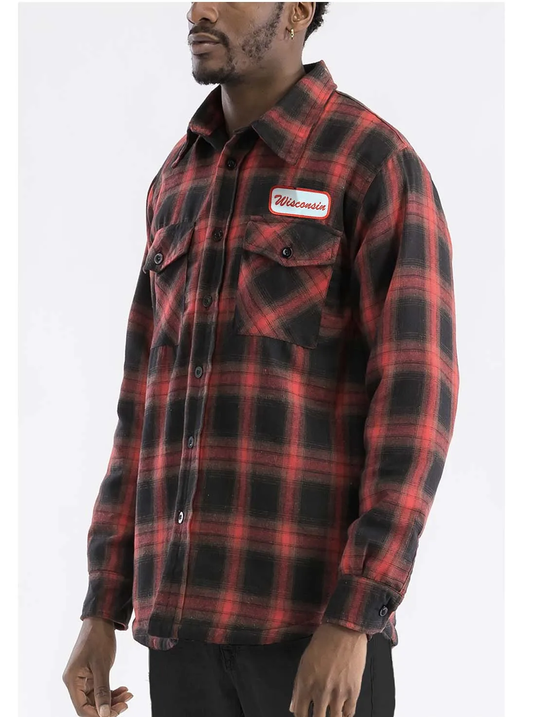 Wisconsin Name Plate Quilted Plaid Jacket