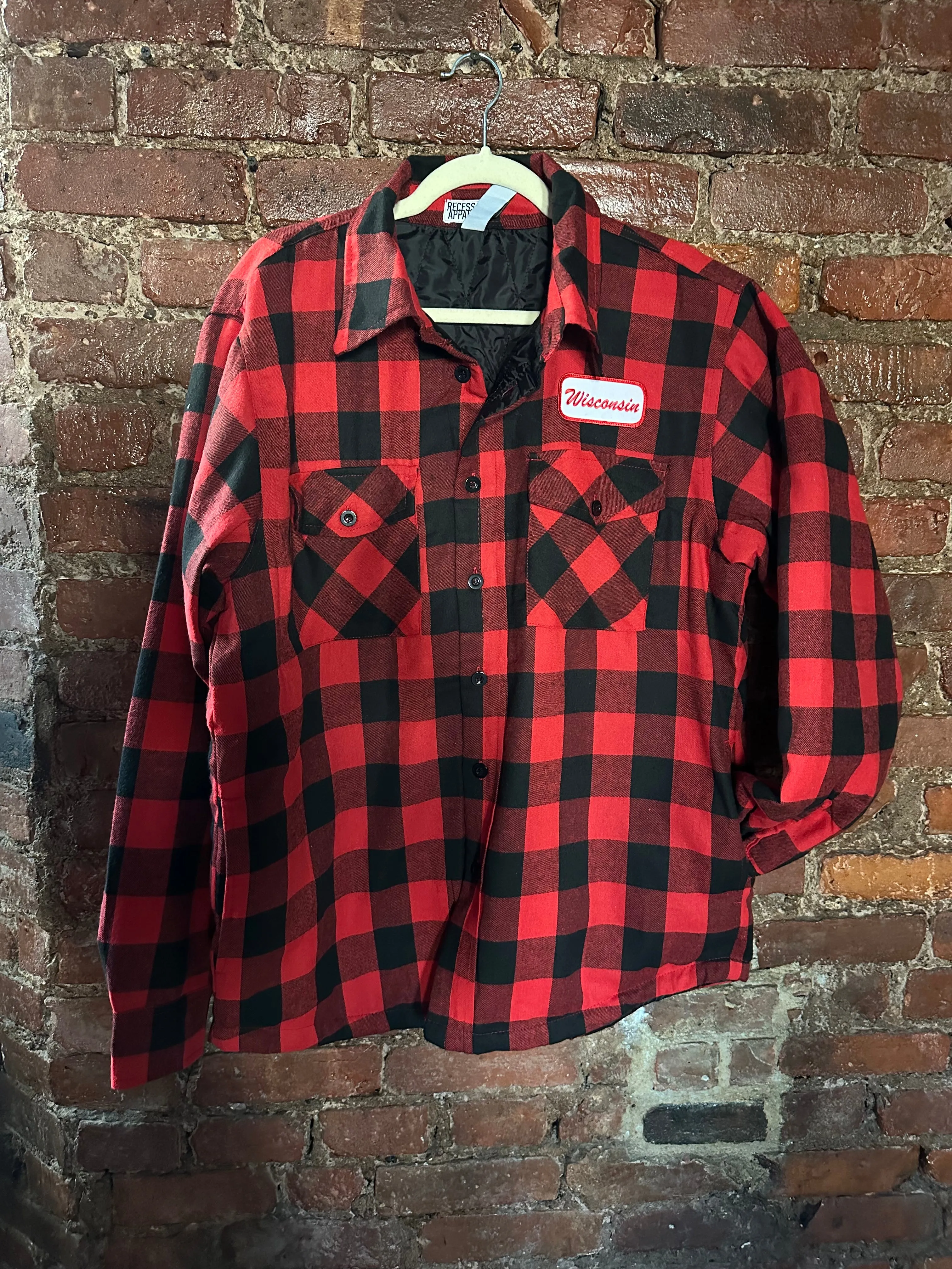 Wisconsin Name Plate Quilted Plaid Jacket