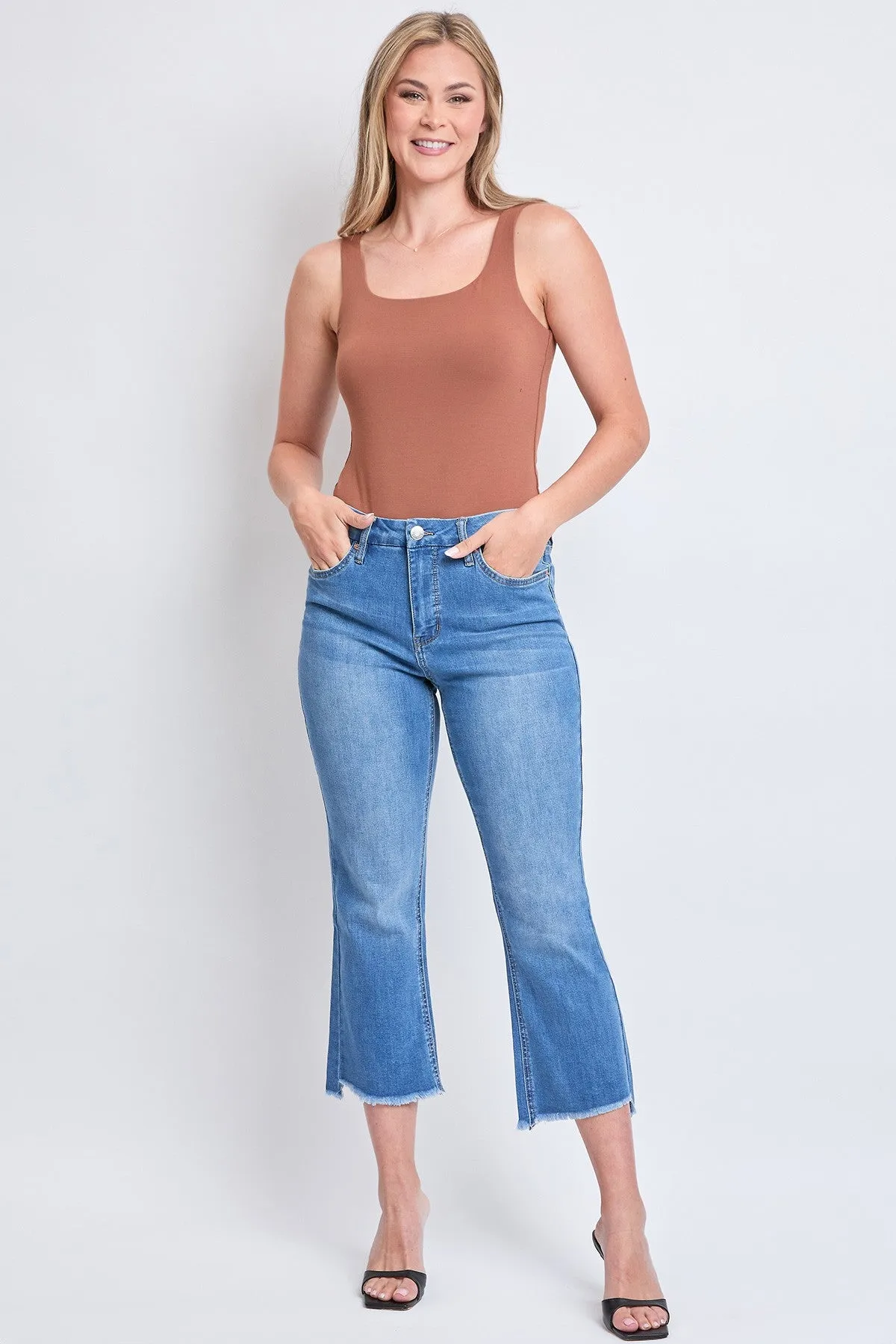 Women's Curvy Fit High Rise Hi-Lo Frayed Hem Jean
